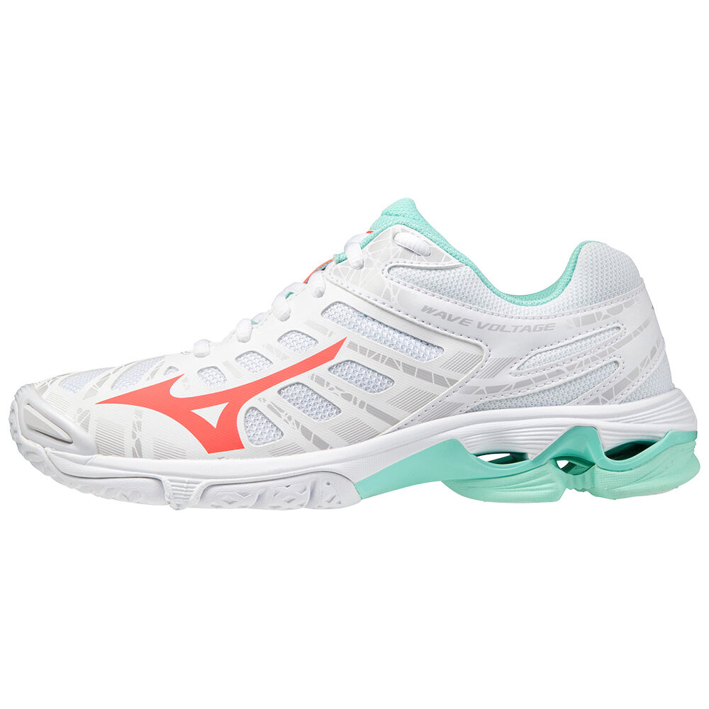 Mizuno Women's Wave Voltage Volleyball Shoes White/Coral (V1GC196058-JON)